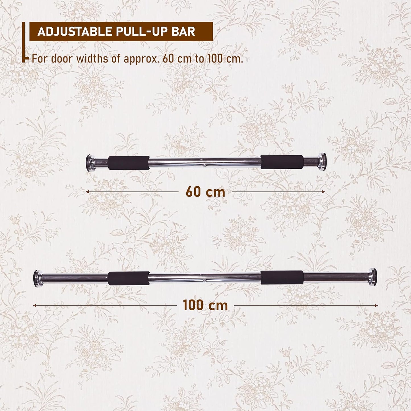 EL1035 Stainless Steel Adjustable Pull up Bar for Home Doorway | Material : Stainless Steel | for Strengthening Exercises at Home or Gym with Anti-Skid Cushion Grip | for Adult, Men and Women