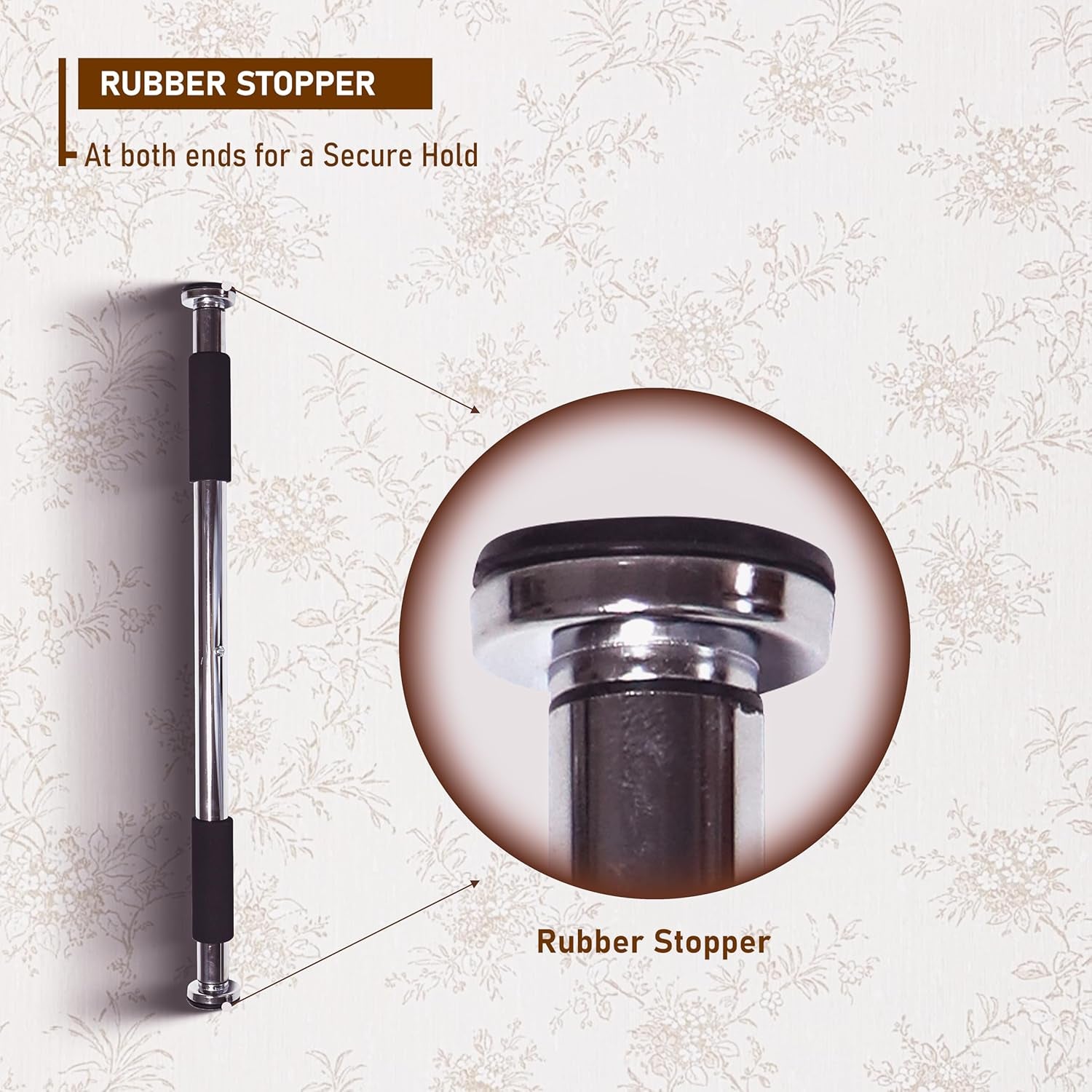 EL1035 Stainless Steel Adjustable Pull up Bar for Home Doorway | Material : Stainless Steel | for Strengthening Exercises at Home or Gym with Anti-Skid Cushion Grip | for Adult, Men and Women